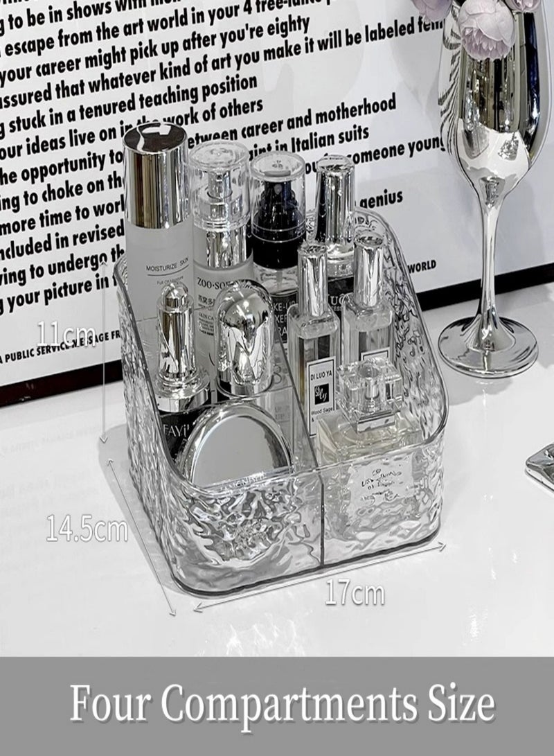 （2 Pieces）Large Capacity Makeup Brush Holder  3-Compartment Makeup Brush Cup and 4-Compartment Makeup Organizer,Perfume Storage Rack ,Transparent Plastic Makeup Holder, Make Up Brush Holder for Vanity Decor,Bathroom Countertops,Desk Storage Container,Cosmetic Display Cases - Image 4