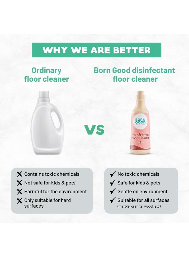 Born Good Natural Floor Cleaner | 1000ml | Turkish Applewood Fragrance | Kid & Pet Safe - Image 3