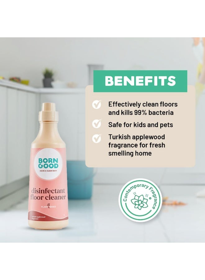 Born Good Natural Floor Cleaner | 1000ml | Turkish Applewood Fragrance | Kid & Pet Safe - Image 2