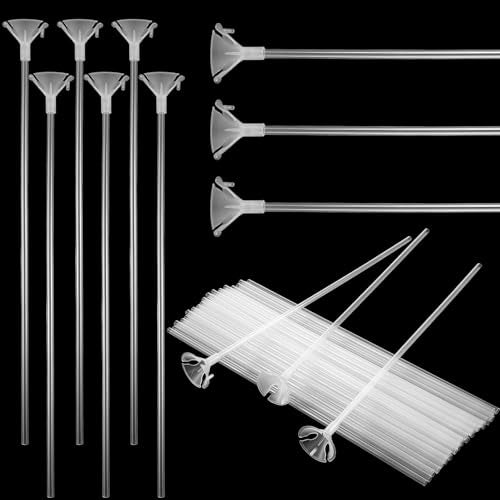 Classicseali 50pcs Plastic Balloon Sticks126 In Balloon Sticks with CupsStick for Balloons for Birthday Parties Easter Any Holiday Wedding Anniversary Decoration Transparent Colors - Image 1