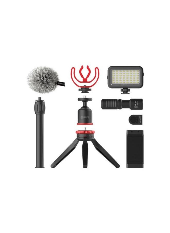 BOYA - BOYA BY-VG350 Smartphone Vlogger Kit Plus with BY-MM1+ Mic, LED Light, and Accessories - Image 1