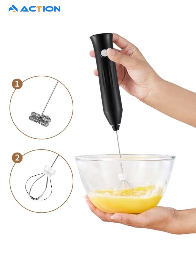 ACTION Rechargeable Handheld Electric Milk Frother with 2 Stainless Steel Whisks 3-Speed Adjustable Coffee Mixer Foam Maker for Coffee Tea Matcha Latte Cappuccino Hot Chocolate Everyday Use Black - Image 4