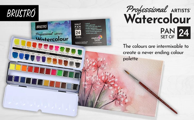 BRUSTRO Artists Professional Watercolour Half Pan Set of 24 - Image 5