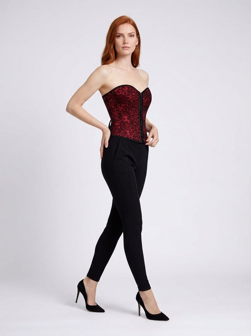 Larissaverolini Strapless Lace Corset Top – Deep Red - Image 3