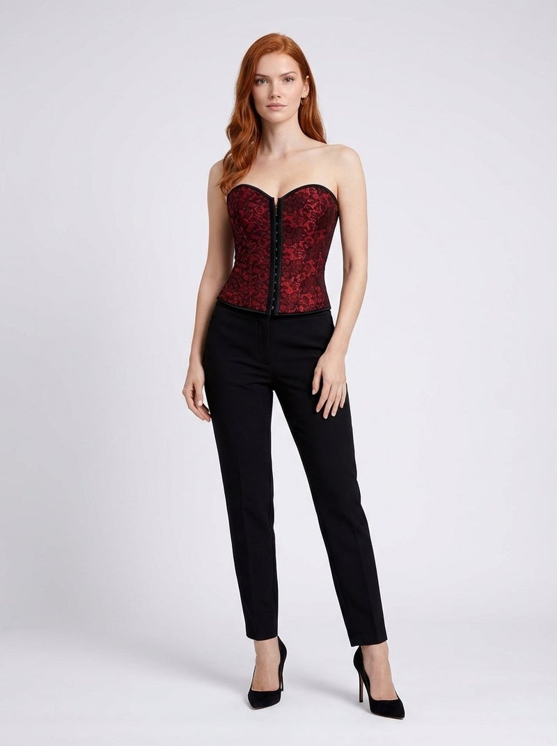 Larissaverolini Strapless Lace Corset Top – Deep Red - Image 4