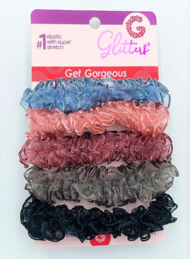 جليترز مجموعة من 5 قطع من ربطات الشعر GLITTERS® العصرية ذات اللون الموحد والمصنوعة يدوياً من الدانتيل، مناسبة للفتيات والسيدات. - Image 3