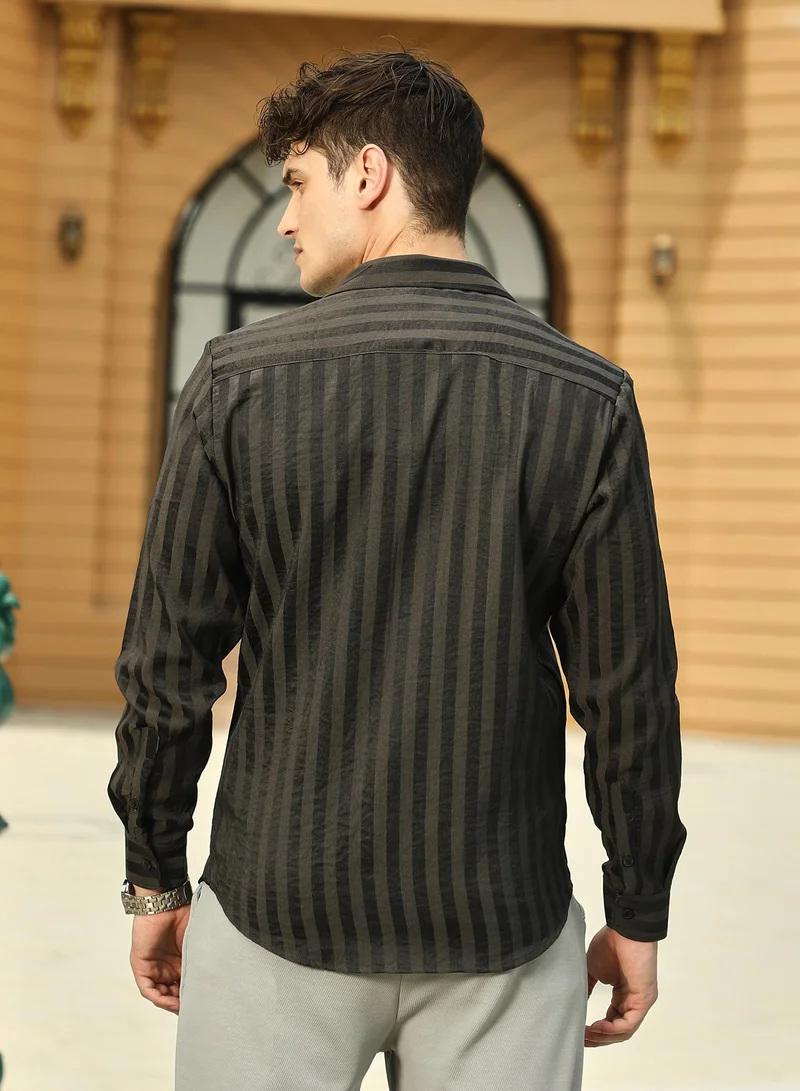 CAHOOT  Men's Sacramento Green Candy-Striped Shirt for Men | Best Price UAE