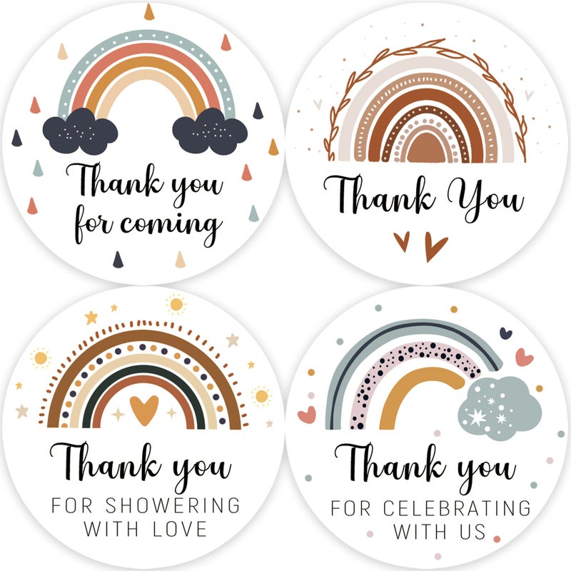 Bemoor 80 Baby Shower Thank You Stickers, Rainbow Birthday Party Favor Labels, Rainbow Themed Bridal Shower Wedding Favor Decorations - Image 1