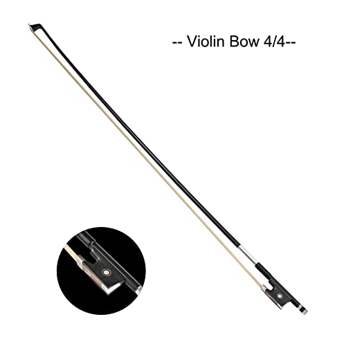 LIEKE Carbon Fiber Violin Bow 4/4 Full Size LightWeight Fiddle Bow (4/4 size, Black) - Image 2