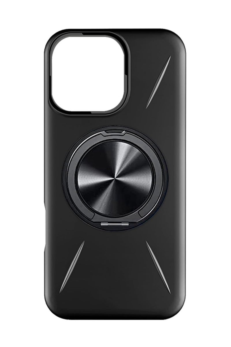 Magnetic Case for iPhone 13 pro max, Slim Frosted Non Slip Case Cover with Rotation Ring Stand Soft TPU Protection Cover Support wireless charger 360 Ring Stand (Black) - Image 1