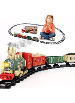 Generic Train Set, Electric Train Toys with Railway Track and 4 Cars, Lights and Sounds,  Toys Gift for 5+ Years, Luxury Train Decoration for , Green & Red  - Image 2