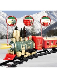 Generic Train Set, Electric Train Toys with Railway Track and 4 Cars, Lights and Sounds,  Toys Gift for 5+ Years, Luxury Train Decoration for , Green & Red  - Image 3