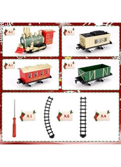 Generic Train Set, Electric Train Toys with Railway Track and 4 Cars, Lights and Sounds,  Toys Gift for 5+ Years, Luxury Train Decoration for , Green & Red  - Image 5
