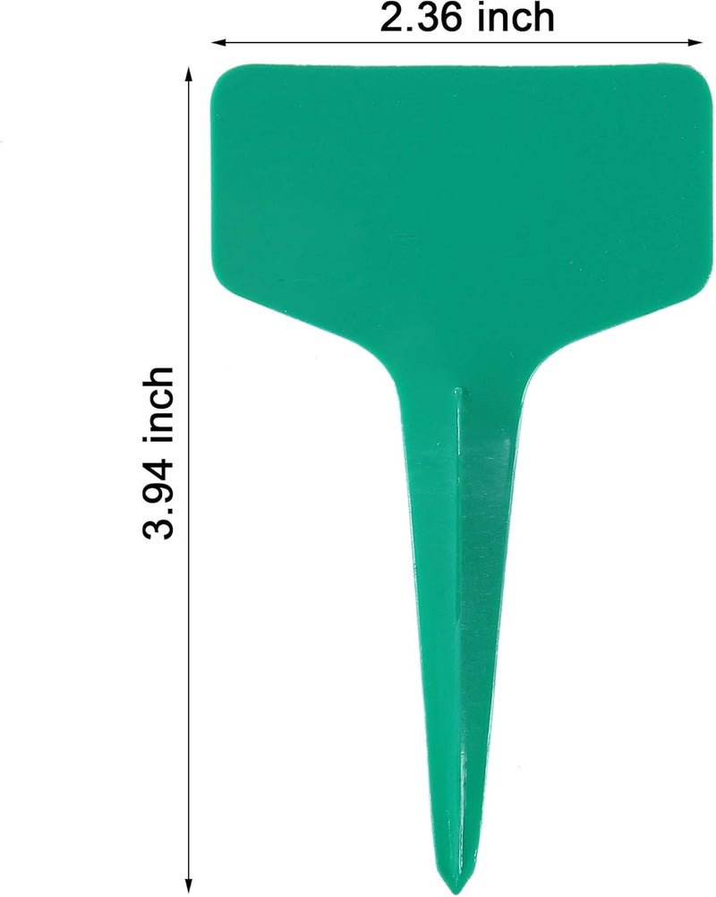 Mihey 100 Pcs T-Type Plant Labels with a Gel Pen, Waterproof Nursery Plant Tags Plastic Garden Markers, Green, 6 x 10cm - Image 2