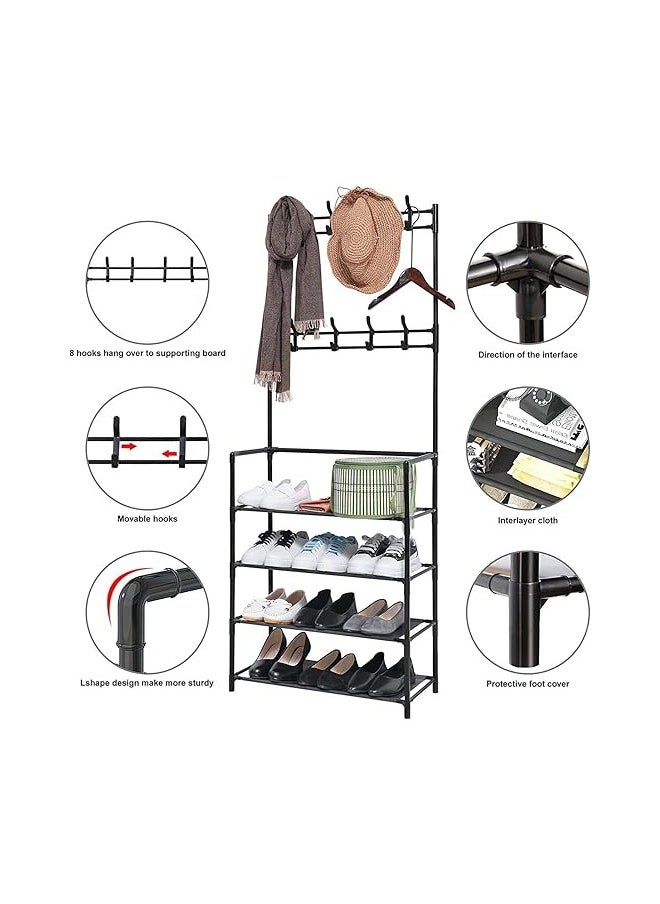 Generic - Multi-purpose shoe organizer and stand for shoes and bags with hooks for coats and hats – Elegant and modern metal design - Image 1