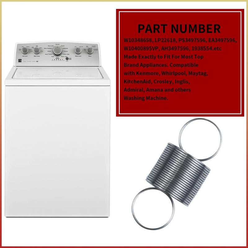 SUUJI نوابض تثبيت حوض الغسالة W10400895 - 4 قطع، قطع غيار لغسالات تتوافق مع غسالات Whirlpool وKenmore وRoper وMaytag. تحل محل القطع LP22618، PS3497596، AH3497596، EA3497596، 1938554. - Image 5