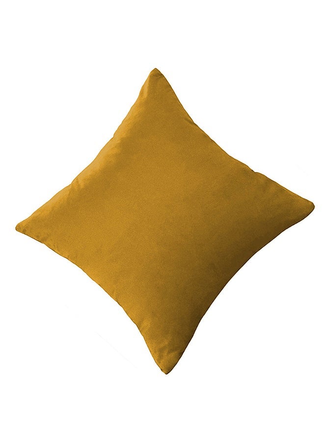 House One Set of 5 pieces Square Soft Velvet Decorative Cushion with Solid Design and Attractive Colors 45x45 cm - Gold - Image 3