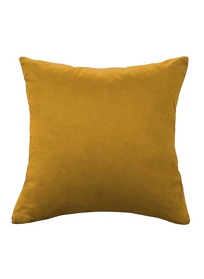 House One Set of 5 pieces Square Soft Velvet Decorative Cushion with Solid Design and Attractive Colors 45x45 cm - Gold - Image 2