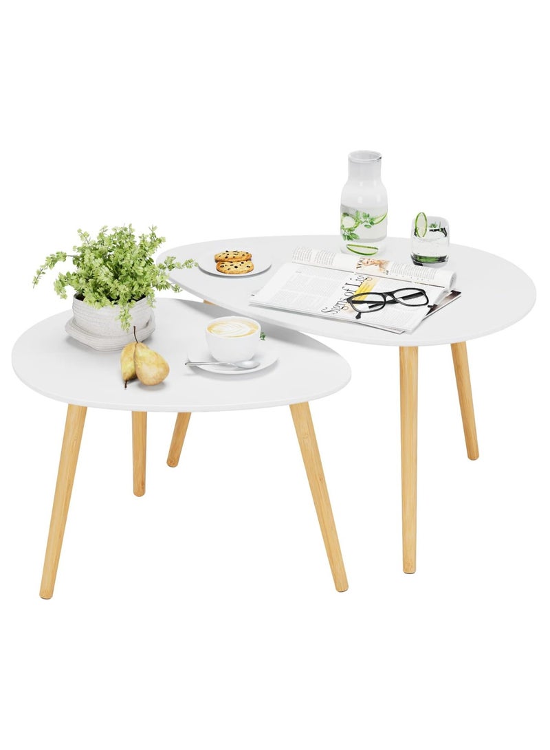 DubaiGallery طاولة جانبية، طاولة نهاية، طاولات قهوة متداخلة، أثاث حديث لتزيين المنزل، طاولة جانبية للوجبات الخفيفة لغرفة المعيشة، الشرفة، المنزل والمكتب، طاولة زاوية بيضاء - Image 1