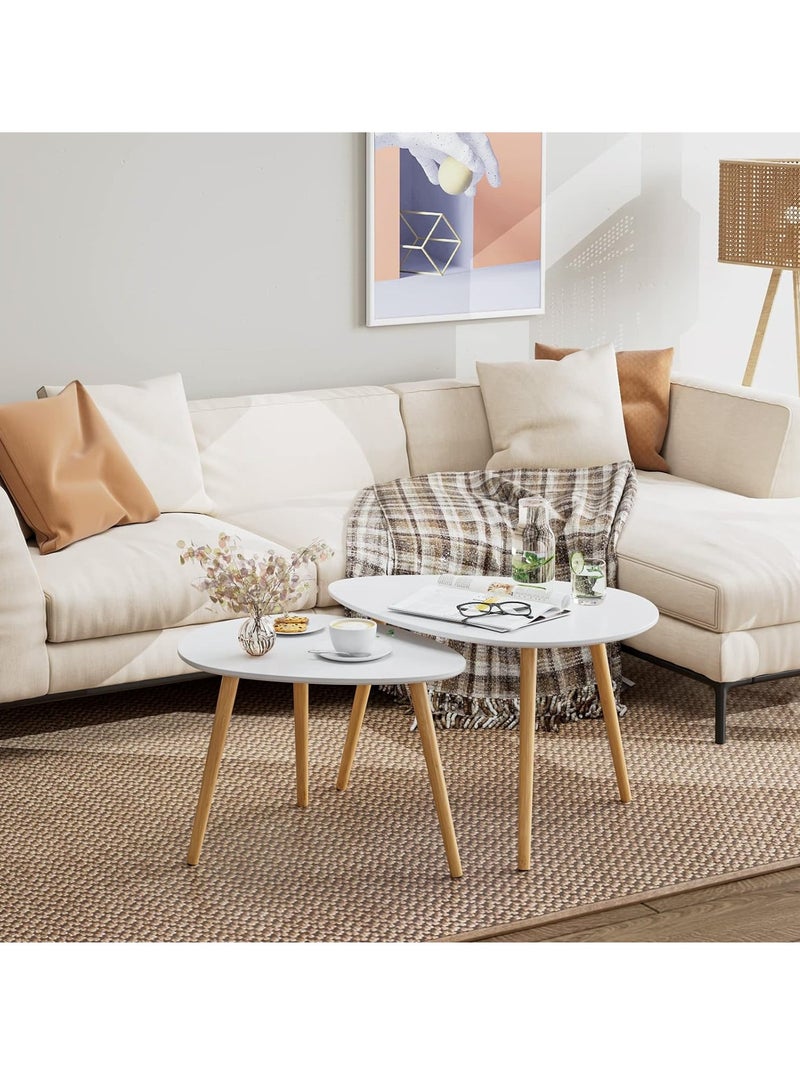 DubaiGallery طاولة جانبية، طاولة نهاية، طاولات قهوة متداخلة، أثاث حديث لتزيين المنزل، طاولة جانبية للوجبات الخفيفة لغرفة المعيشة، الشرفة، المنزل والمكتب، طاولة زاوية بيضاء - Image 3