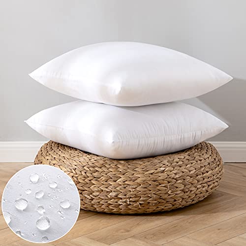 EMEMA Pack of 2 Outdoor Pillow Inserts Waterproof Throw Pillow Premium Fluffy Decorative Cushion Square Inner Soft for Patio Furniture Garden Sleeping Bed Couch Sofa 20x20 Inch 50x50 cm - Image 1