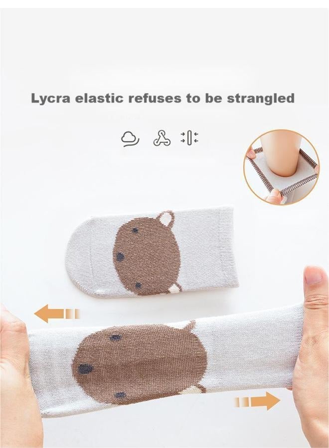 5 Pairs Baby Silicone Non-Slip Socks Thin Kids Cotton Socks Cartoon Mesh Toddler Floor Socks  - Image 3