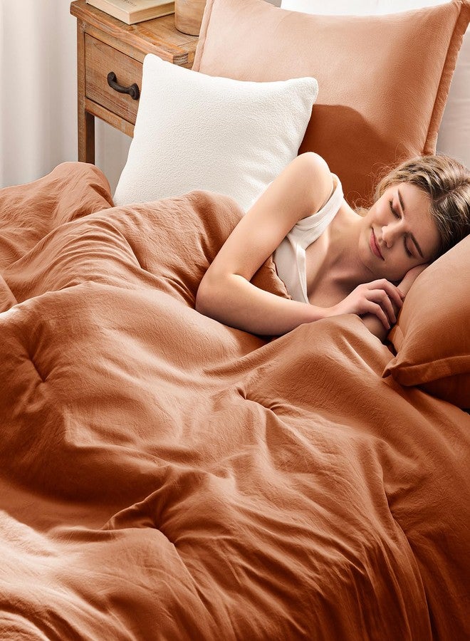 Quataly Terracotta Full Comforter Sets Kids - 3 Pieces Lightweight Bedding Sets - Boho Cozy Bed Set Full Size - Soft Warm Bedset Quilt for Boys Girls Teens (1 Fluffy Comforter 2 Pillow Cases) - Image 3