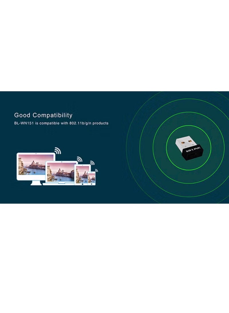 LB-LINK 150 Mbps Mini USB WiFi LAN Adapter Black - Image 3