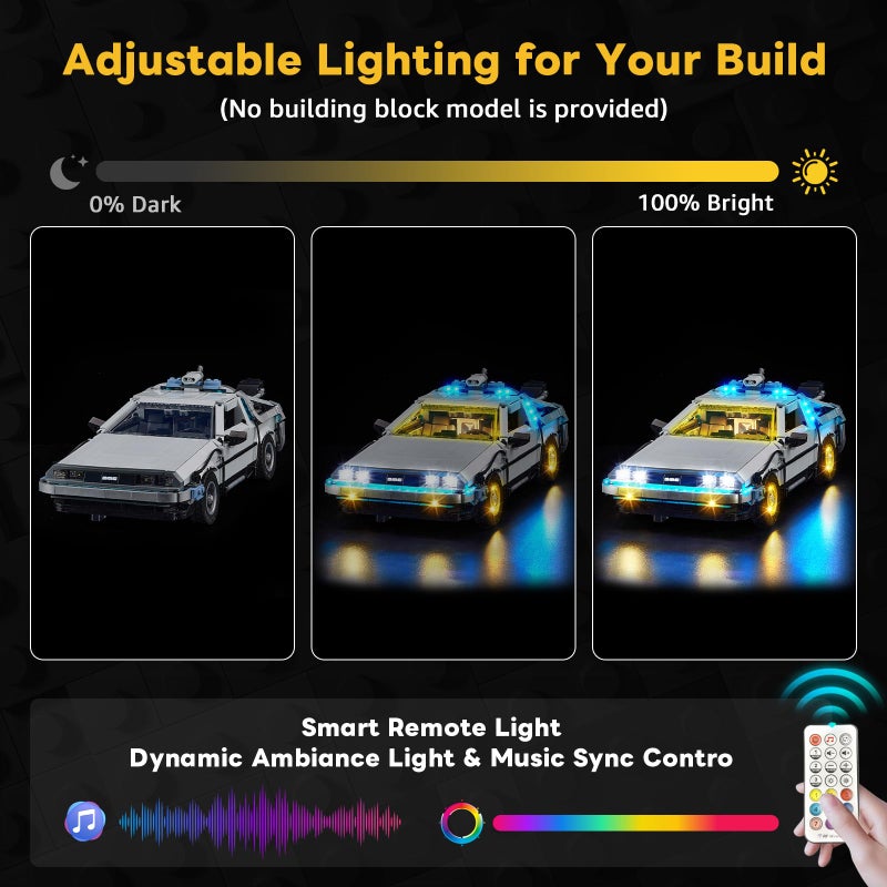 Kyglaring LED Light Kit Compatible with Lego Back to The Future Time Machine 10300 Building Blocks, Upgraded Original Movie Sound, Lighting Accessories for Lego 10300 Model Set, Lights Only - Image 2