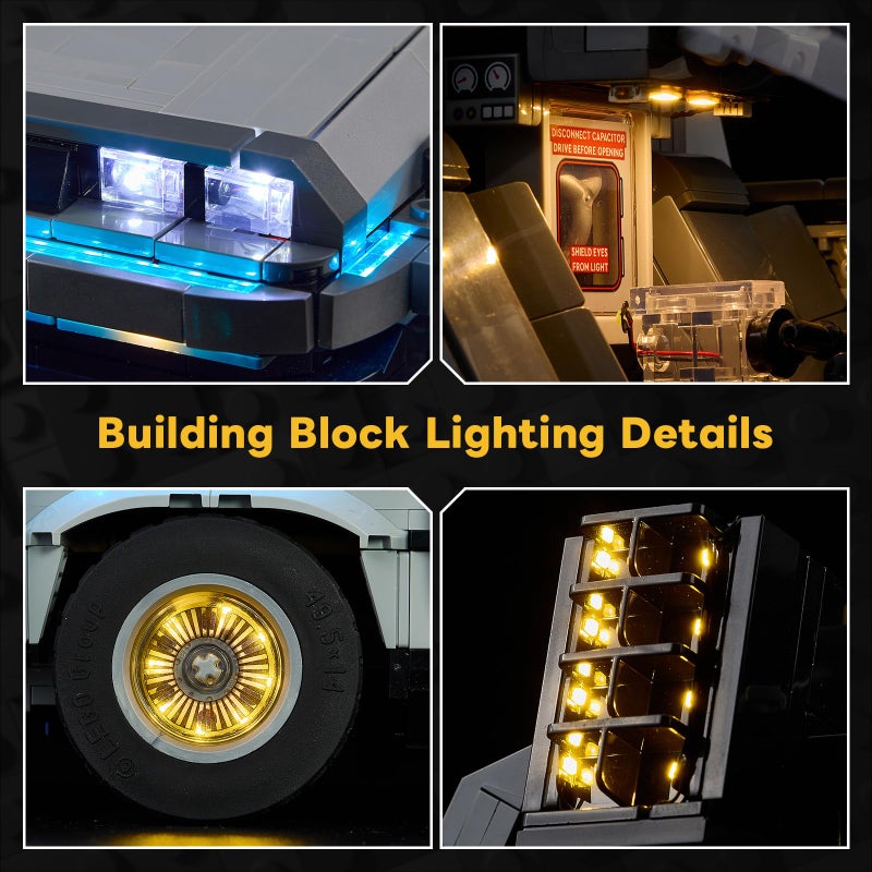 Kyglaring LED Light Kit Compatible with Lego Back to The Future Time Machine 10300 Building Blocks, Upgraded Original Movie Sound, Lighting Accessories for Lego 10300 Model Set, Lights Only - Image 4