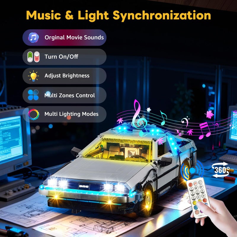 Kyglaring LED Light Kit Compatible with Lego Back to The Future Time Machine 10300 Building Blocks, Upgraded Original Movie Sound, Lighting Accessories for Lego 10300 Model Set, Lights Only - Image 5