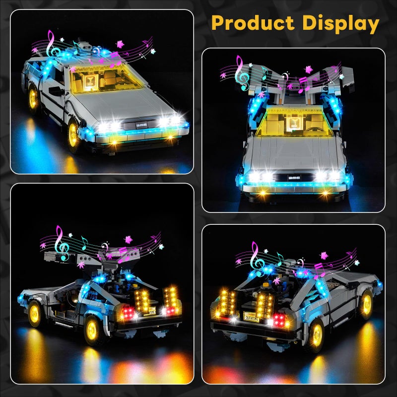 Kyglaring LED Light Kit Compatible with Lego Back to The Future Time Machine 10300 Building Blocks, Upgraded Original Movie Sound, Lighting Accessories for Lego 10300 Model Set, Lights Only - Image 3