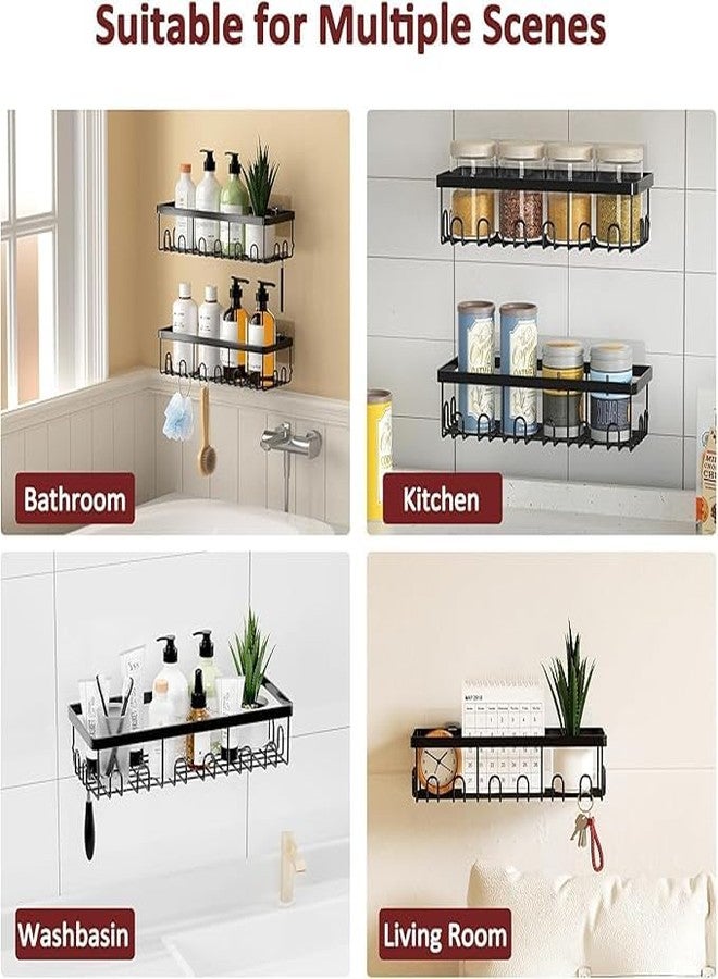 LYSIREN Pack of 2 Bathroom Organizer Without Drill/GI Steel Self Adhesive Bathroom Shelf for Wall with Magic Stickers - (Black, CDS Powder Coated) (Black-95) - Image 4