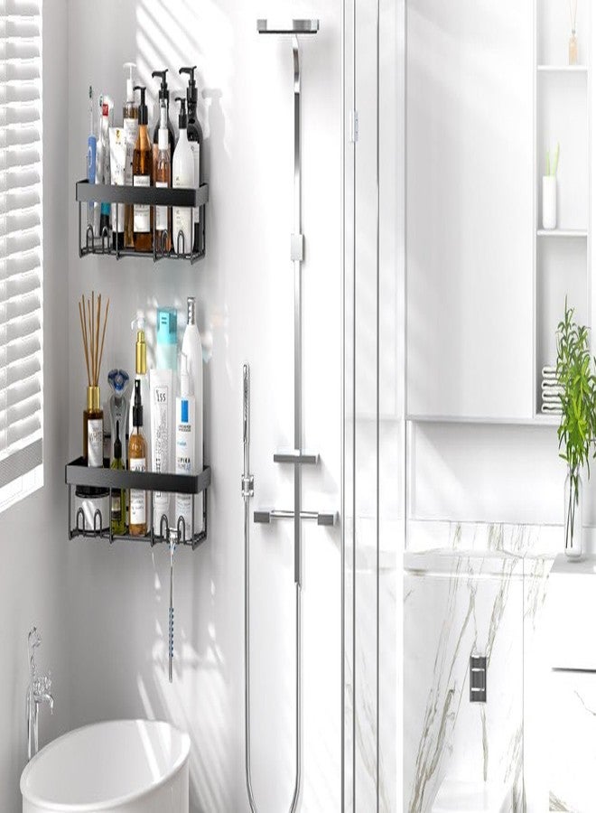 LYSIREN Pack of 2 Bathroom Organizer Without Drill/GI Steel Self Adhesive Bathroom Shelf for Wall with Magic Stickers - (Black, CDS Powder Coated) (Black-95) - Image 5