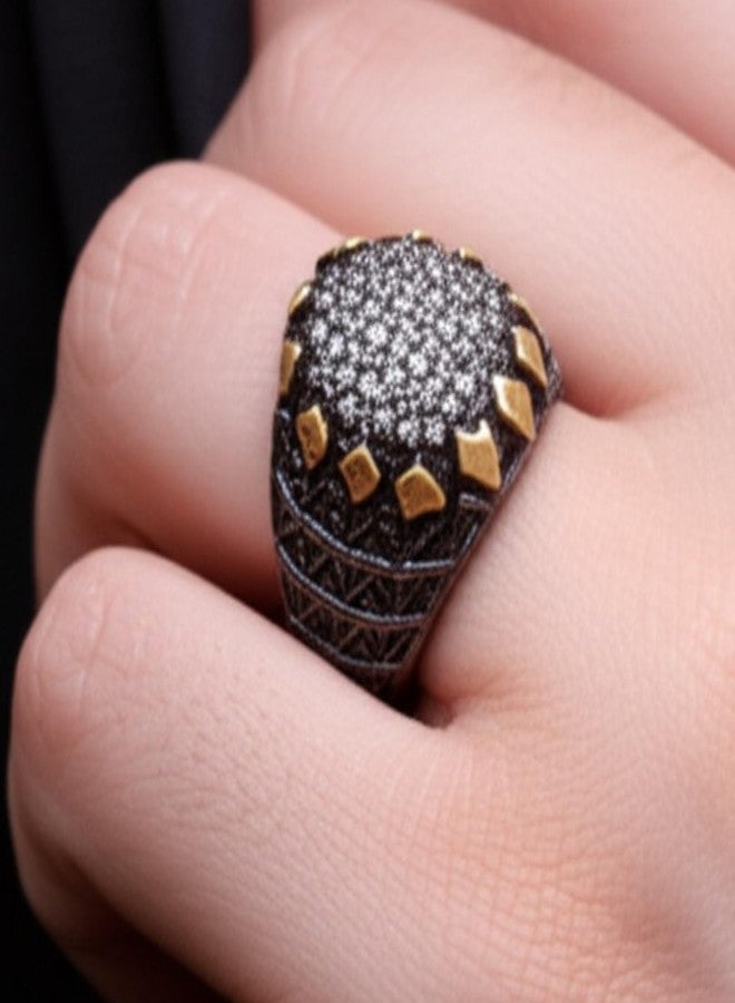 THE MEN THING Royal Series - BLACK SPIRE EMBER RING - Pure Stainless Steel Men’s Black-Gold-Plated Ring – Statement Luxury Jewelry (Size : 16-19-21-22-24-26-27) (16) - Image 2