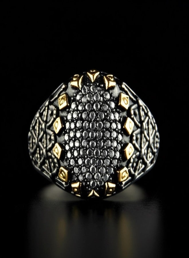 THE MEN THING Royal Series - BLACK SPIRE EMBER RING - Pure Stainless Steel Men’s Black-Gold-Plated Ring – Statement Luxury Jewelry (Size : 16-19-21-22-24-26-27) (16) - Image 5