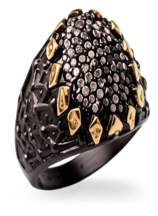 THE MEN THING Royal Series - BLACK SPIRE EMBER RING - Pure Stainless Steel Men’s Black-Gold-Plated Ring – Statement Luxury Jewelry (Size : 16-19-21-22-24-26-27) (16) - Image 1