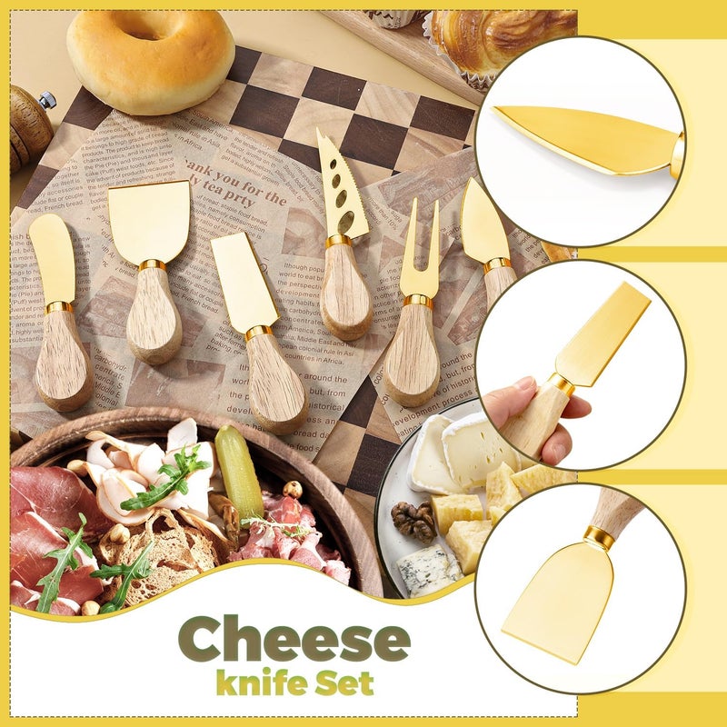 Mlurcu Charcuterie Boards Accessories Gold Charcuterie Utensils Cheese Butter Spreader Knife Set Small Serving Tongs Forks and Spoons Dipping Bowls Honey Dippers Toothpick Flags for Party Platter Making - Image 4