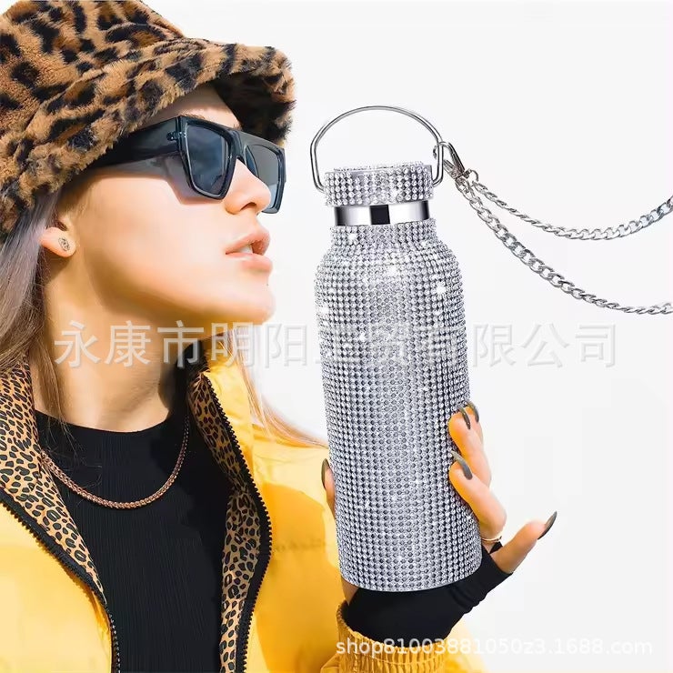 Diamond Thermos Cup King Diamond-Encrusted Water Cup Fashion Online Red Diamond-Encrusted Water Cup Creative Trend - Image 2