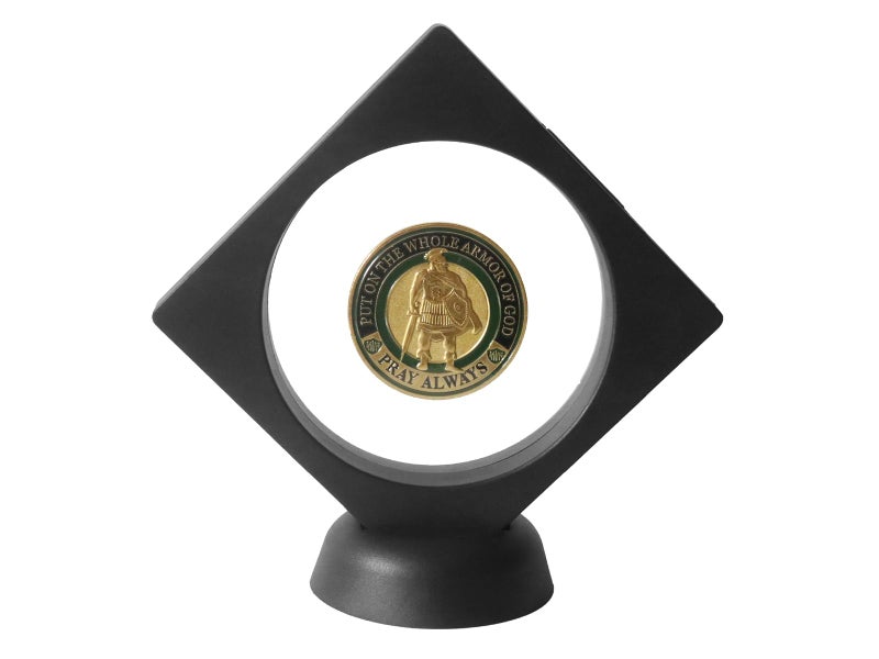 HillSpring 36 Clear Display Stand 3D Floating Display Frame for Medallion Challenge Coin Medal Specimen Stand Box Jewelry Holder Black