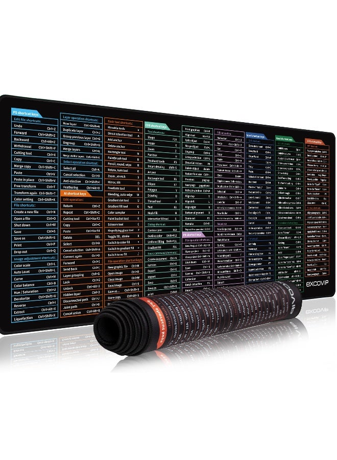 Large Gaming Mouse Pad, Long XXL Mousepad, Shortcut Mouse Pad, Extended Computer Mouse Pad/Desk Mat with Stitched Edges for Gamer, Office, Home (900x400mm) SA8425 - Image 1