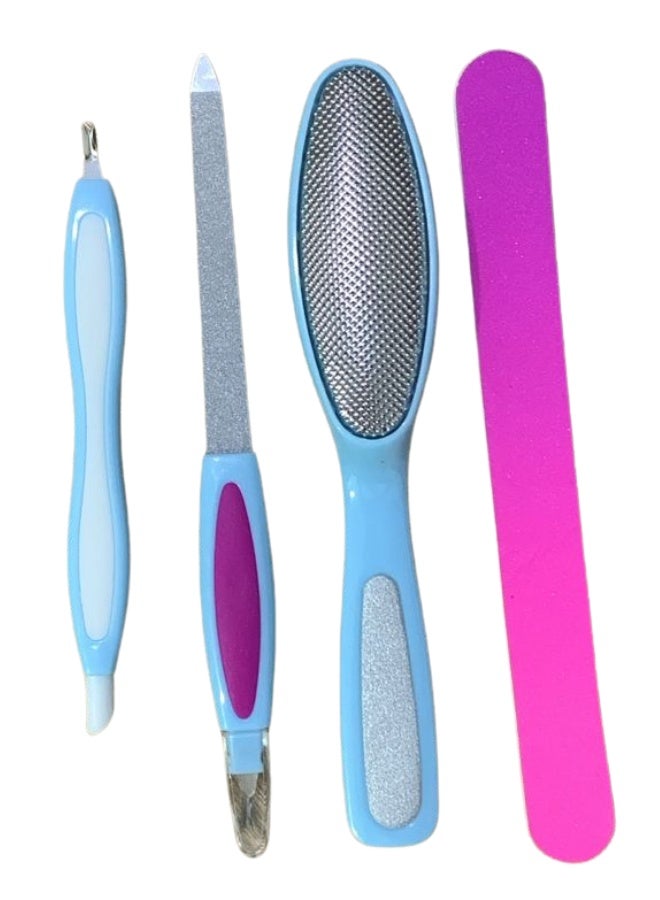 Professional 4-Piece Manicure & Pedicure Set – Foot File for Dead Skin & Cracked Heels with Nail File, Cuticle Remover & Nail Buffer for Home or Salon Use - Image 3