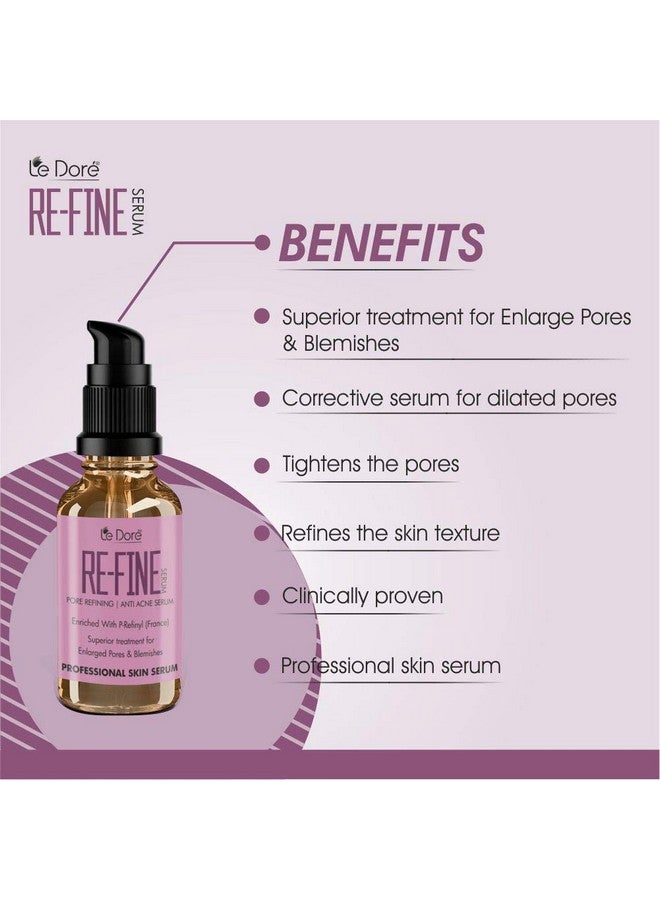 Le Dore Refine Pore Tightening Sebum Control Anti Acne Clinically Proven Professional Face Serum Superior Treatment Of Enlarged Clogged Pores & Blemishes For Men & Women 15 Ml - Image 3
