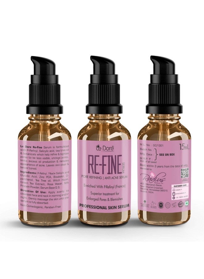 Le Dore Refine Pore Tightening Sebum Control Anti Acne Clinically Proven Professional Face Serum Superior Treatment Of Enlarged Clogged Pores & Blemishes For Men & Women 15 Ml - Image 2