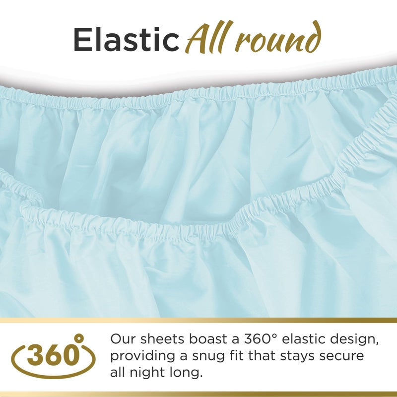 DESTINY CRESCENT BEDDING Twin XL 100% Microfiber Double Brushed Sheet Set - Extra-Soft & Wrinkle-Free - 15"" Deep Pockets  39"" x 80"" - 3 PC Set (Twin XL  Mint Blue) - Image 5