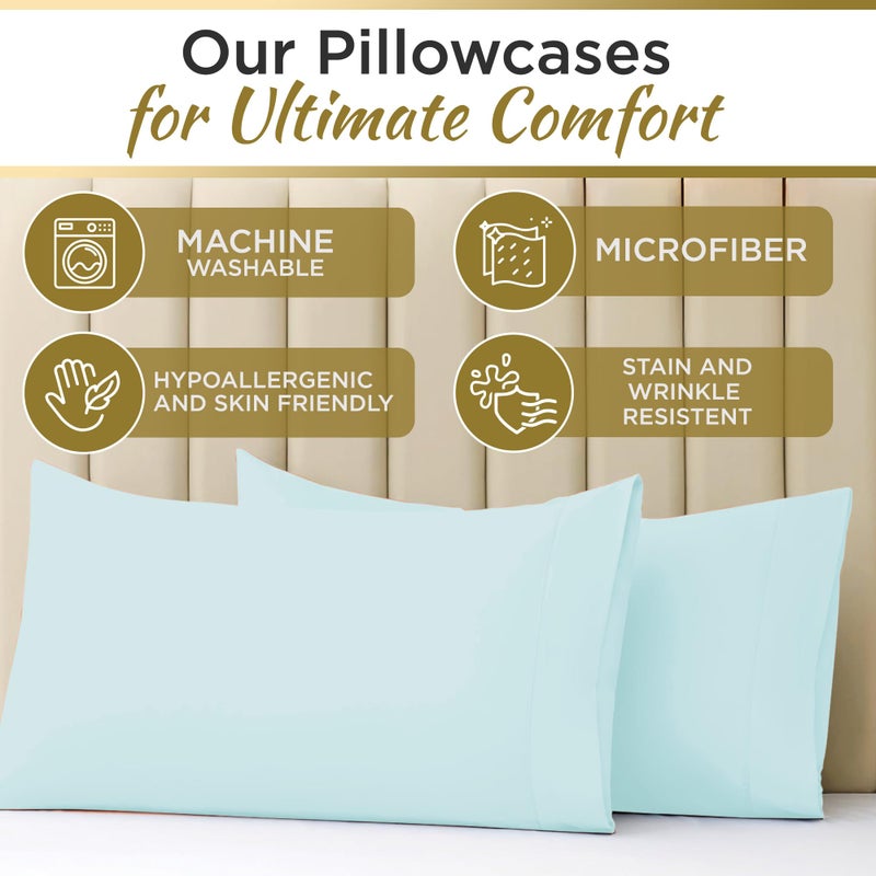 DESTINY CRESCENT BEDDING Twin XL 100% Microfiber Double Brushed Sheet Set - Extra-Soft & Wrinkle-Free - 15"" Deep Pockets  39"" x 80"" - 3 PC Set (Twin XL  Mint Blue) - Image 3