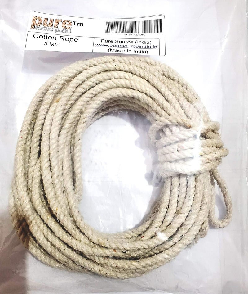 Pure Source India Cloth Line Cotton Rope Braided for Drying Clothes 5 Mtr Natural White - Image 3
