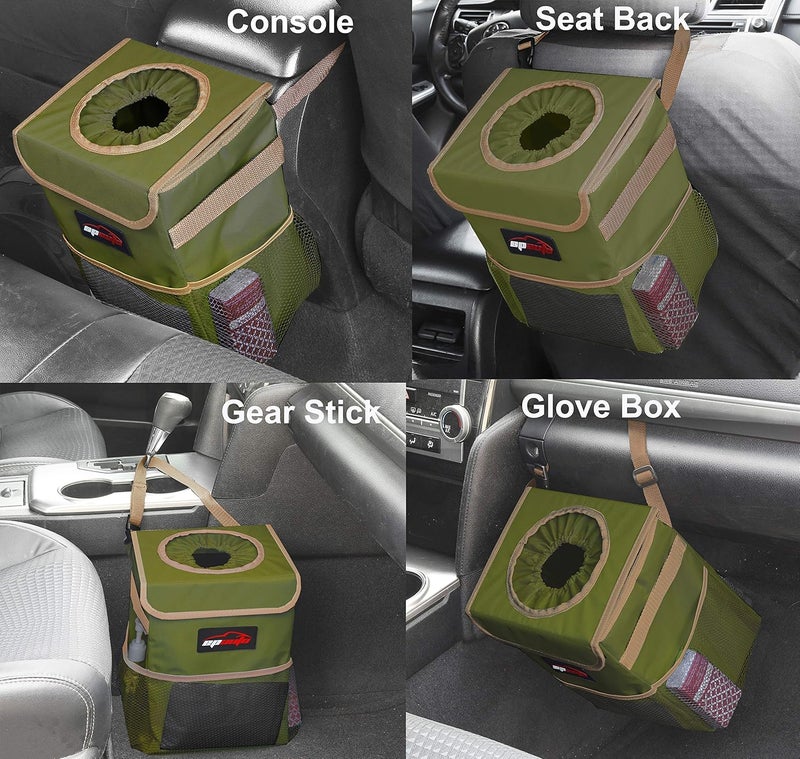 EPAUTO Waterproof Car Trash Can with Lid and Storage Pockets - Image 3