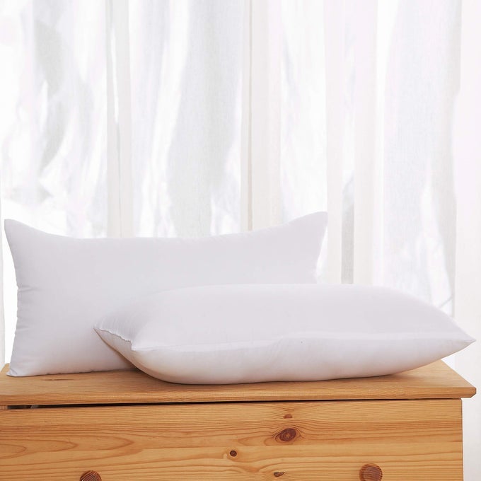 PREMIUM THROW PILLOW INSERTS WITH MICROFIBER FILLED LUMBAR SUPPORT DECORATIVE STUFFER FOR SOFA BED COUCH CHAIRS 16X26 2 COUNT WHITE