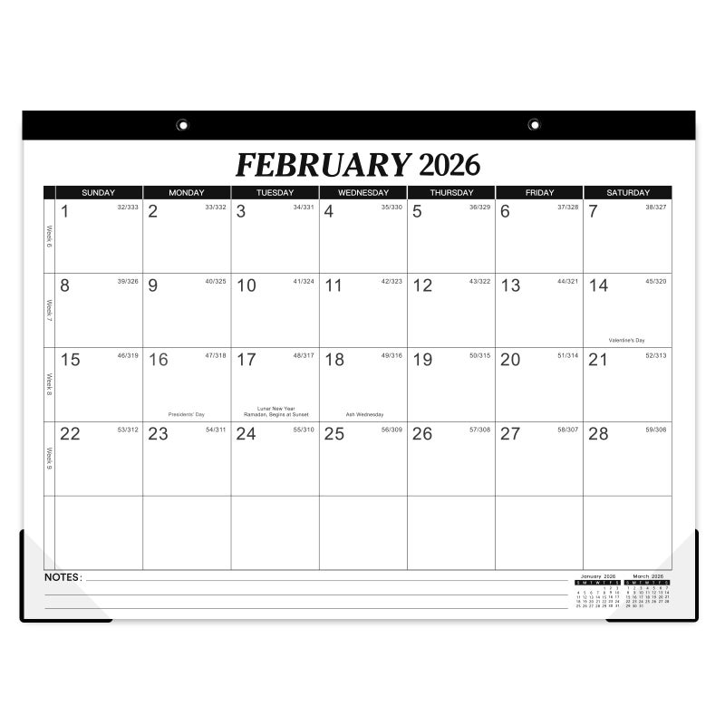 Tersus 2026 Desk Calendar - 12 Monthly Desk Calendar 2026, Feb.2026 - Dec.2026, 14.6" x 11.5", Desk/Wall Calendar 2-in-1, Thick Paper with Corner Protectors, Hanging Holes, Large Daily Blocks - Image 1